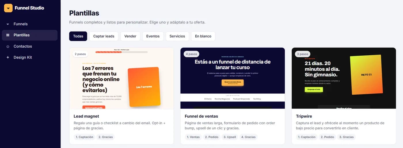 Captura de Funnel Studio